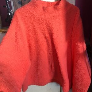 FLUFFY PINK MOCK NECK SWEATER